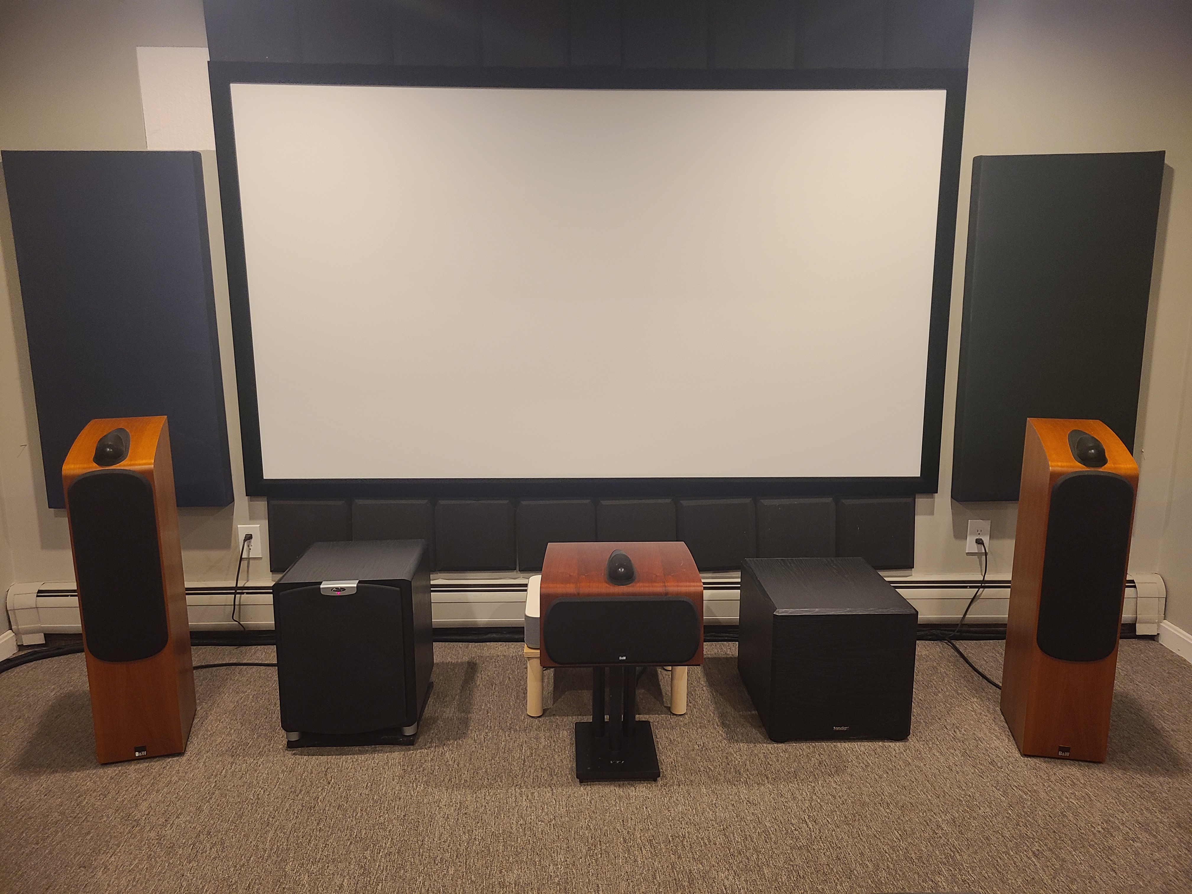 Custom 7.2.4 Dolby Atmos home theater installation with hidden wiring in Medford